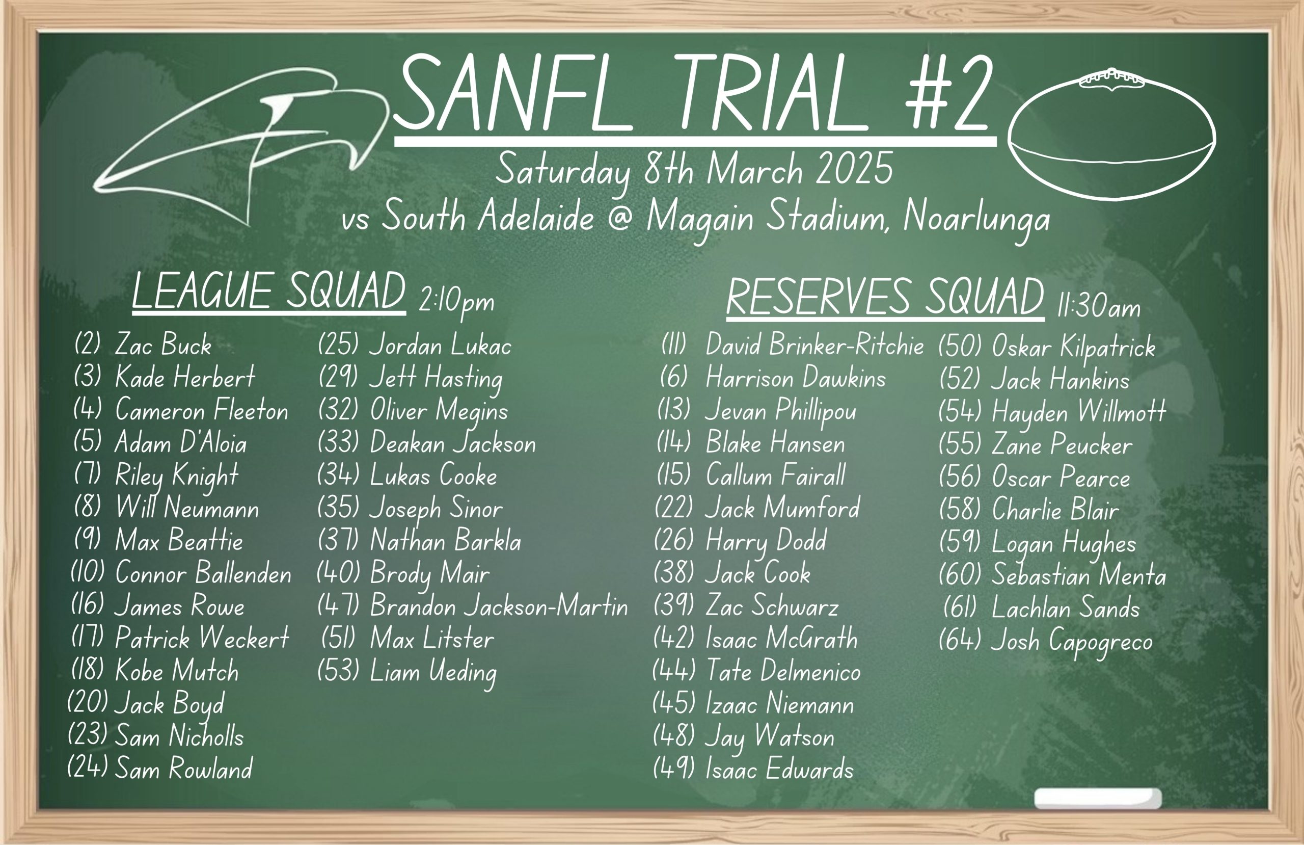 SANFL Men's Trial Teams WoodvilleWest Torrens Football Club