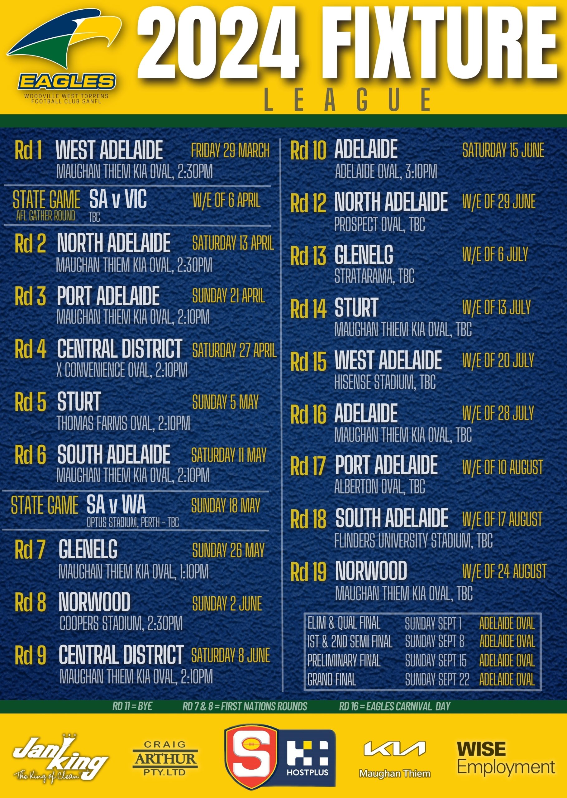 2024 HOSTPLUS SANFL Fixture Release - Woodville-West Torrens Football Club